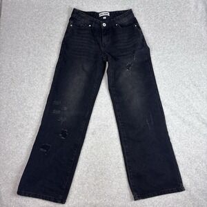 Disclosure Jeans Women's 3/26 Wide Leg Y2K Distressed Black NYC Print Out Camo